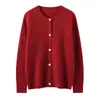 Nuevo cárdigan de cachemir de cuello redondo para otoño e invierno con cuello redondo, cárdigan pequeño engrosado, chaqueta de punto de suéter de cachemir de alta gama