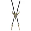 Estrela de Cinco Pontas Cabeça de Touro Liga Colar Gravata Bolo Estilo Punk Retrô Corrente Longa de Couro Masculino Comércio Exterior Europeu e Americano Atacado