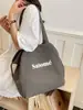 Bolso Tote Grande de Lona con Estampado de Letras de Moda para Mujer, Bolso Tote de Lona Simple de Gran Capacidad Casual Nuevo, Bolso de Hombro Versátil de Moda