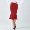Falda Negra de Cola de Pescado para Comercio Exterior, de Cintura Alta, Ajustada, Falda Midi Elegante y Sexy Adelgazante para el Trabajo y Eventos Nocturnos