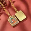 Colgante Estilo Tangka Tibetano, Semi-Pintado a Mano con Detalles Dorados, Presentando las Ocho Grandes Deidades Guardianas, Colgante del Dios Amarillo de la Riqueza, Collar con Colgante de Titanio