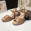 Tacones Altos para Mujer 2024 Verano Nuevo Piel Suave Tacón Grueso para Mujer Zapatos de Plataforma con Suela Gruesa Sandalias Impermeables de Piel de Vaca con Suela Suave