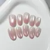 Uñas Pre-hechas Degradado Ojo de Gato Rosa, Piezas de Uña Pre-cortadas, No Requieren Lima ni Desbaste, Pegatinas de Uñas Perfectas