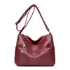 Bolsa de mão feminina em couro genuíno 2026 estilo quente couro macio multicamadas versátil bolsa de ombro transversal grande capacidade bolsa para mãe de meia-idade e idosa