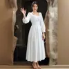 Vestido de Noivado Estilo Francês Registro Manga Longa Branco Noiva Casamento Homecoming Vestido Longo de Alta Qualidade para Mulheres