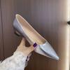 6318-19 Flats Pequeños para Aumentar la Altura para Mujer, Tacones de Cuña, Puntera Puntiaguda, Zapatos de Trabajo Versátiles de Boca Baja, Cuero Suave 3cm