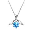 Collar de Plata con Colgante de Alas de Ángel de Venta Caliente Moda Fría Cibernética Celebrante Alas de Ángel Topacio Azul Zircón Púrpura Colgante