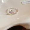 Anillo de Aleación Dulce Anillo de Flor de Dopamina para Mujeres Diseño de Nicho Anillo Abierto Ajustable para el Dedo Índice
