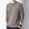 Camiseta Básica Gola Redonda para Homem, Suéter de Malha Simples Versátil para Outono e Inverno, Estilo Solto Tendência para Primavera e Outono