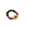 Anillo de cuentas de turmalina con forma de calabaza para mujer, otoño e invierno 2025, anillo de dedo de diseño de nicho de alta calidad.