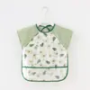 Falda Bib de Cobertura para Bebé de Primavera y Verano Impermeable Bolsa de Comida para Niños Ropa de Comer de Algodón Puro de Manga Corta Fina de Verano