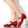 Zapatos de baile rojos, danza folclórica nacional, zapatos de práctica de tacón de terciopelo Yangko del noreste, zapatos de tela cuadrados modernos antiguos de Beijing, zapatos de baile 1006