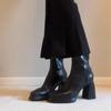 Botas Femininas Quadradas Confortáveis Finas Versáteis Estilo Retro de Alta Qualidade 2025 Outono Moda Casual Simples Francesa Botas Curtas