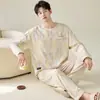 Pijama Masculino Primavera e Outono 2026 Novo Algodão Puro Manga Longa Desenho Animado Fofo Conjunto de Roupa de Casa para Adolescente Masculino Inverno