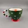Caneca de Cerâmica Esmaltada Fofa de Homem de Gengibre de Natal Pintada à Mão Caneca de Água para Casal Caneca de Café de Alto Valor Leite