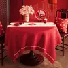 Mantel Festivo de Año Nuevo Impermeable y a Prueba de Aceite Sin Lavado Mantel Decorativo Rojo para el Año del Caballo, Mantel Redondo para Mesa de Comedor, Mantel para Mesa de Café