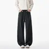 Calças Casuais Masculinas Outono Novo Estilo Moda Estilo Japonês Roupa de Trabalho Calças Retas com Rebite Cor Sólida Tamanho Grande Calças Largas tipo Foice Masculino
