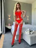 Lencería Sexy para Mujer Camisola Transparente Europea de Entrepierna Abierta Medias con Ajour Uniforme Body Ajustado de Malla W639