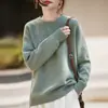2025 Novo Outono e Inverno Lã Pura Sete Agulhas Fio Três Fios Espessado Gola Redonda Malha Manga Longa Fio Floral Pulôver Camisa Básica