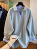 Vestido sudadera de mujer de dos piezas falso, de longitud media, estilo nuevo de principios de otoño, vestido sudadera gris holgado