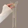 Moda para Mujer Elegante Mariposa Borla Pinza de Mano Red Net Media Cola de Caballo Elegante Perla Pedrería Hueco Tocados de Alta Calidad