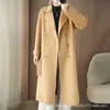 Cardigan Elegante de Lã 100% com Botões Duplos para Mulheres, Cor Sólida, Manga Longa, Decote V Profundo, Casaco de Tricô, Casaco de Lã