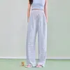 Pantalones de maternidad de pierna recta para mujer, moda primavera y otoño, a rayas, para casa y exteriores, casual, corte holgado, adelgazante, suaves y cómodos con cordón
