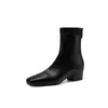 Botines elegantes de estilo británico para adelgazar de 4 cm, nueva colección otoño/invierno 2026, punta cuadrada, tacón grueso, cremallera trasera, botines elásticos adelgazantes