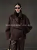 Abrigo Corto de Alpaca con Cuello Vertical para Mujer Otoño e Invierno 25 Nuevo Abrigo de Lana Sentido de Alta Gama Estilo Coreano Elegante para Hombres Bajos