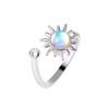Explosiones Transfronterizas Amazon Anillo Giratorio Ajustable de Piedra Lunar para Mujer Diamante Simple Resistente a la Compresión Girasol Anillo de Dedo