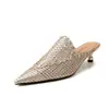 Sandálias Pointed-Toe Lindas e Elegantes, Inspiradas em Socialites no Estilo Chanel, para Mulheres, Sandálias de Moda de Salto Alto Vazadas e Trançadas para o Verão