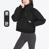 Ropa de Yoga Cálida de Media Cremallera para Otoño e Invierno para Mujer Ropa Deportiva para Correr Fitness Sudadera con Cuello Alto Forro Polar Holgada Suave