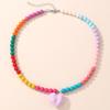 Collar de Verano Hada Mori con Cuentas Multicolor Lazo Lindo Sentido del Diseño de Color Collar Dulce Cool para Niñas
