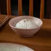 Cuencos de arroz de cerámica rosa hechos a mano, estéticamente agradables, cuencos pequeños de estilo rústico, vajilla de estilo retro para uso doméstico, cuencos para postre, disponibles para venta al por mayor y en stock