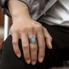 Anel Aberto Ajustável de Prata S925 Nossa Senhora para Homens, Anel Único Vintage Ousado, Anel da Moda