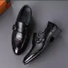 Sapatos Sociais Masculinos de Couro Genuíno Bico Fino Transfronteiriços Sapatos Formais de Negócios Masculinos Sapatos Casuais Britânicos Bico Fino Sem Cadarço Sapatos de Trabalho
