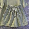 Traje Deportivo Casual para Mujer Verano Holgado Reductor de Edad Look Adelgazante Talla Grande Largo Medio Manga Corta Shorts Traje de Dos Piezas para Correr