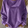 (Desarrollado por Anuo) 2026 Ropa europea y americana para mujer Estación independiente de Amazon Top de terciopelo cuello redondo manga larga camiseta casual