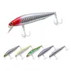 5/7G/10G/14G Señuelo Minnow Vibratorio Hundido con Anzuelo con Surco de Sangre Sistema de Mosca Muerta Cebo para Pescar Cebo Duro de Lanzamiento Largo con Hoja Plateada