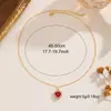 Colar Coração Vermelho Francês para Mulheres, Luxo Leve, Pingente de Coração Cravejado com Diamantes, Presente Romântico de Dia dos Namorados, Corrente Elegante para Clavícula