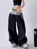 Pantalones Casuales de Verano Nuevos de Pierna Ancha Adelgazantes de Cintura Elástica con Raya Lateral Plisada