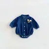 Nueva colección de otoño de mamelucos para bebé: elegantes camisas de mezclilla para niños, mamelucos con forma de triángulo y lindos conjuntos de dibujos animados para bebés niñas