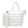 Bolso de Mano Bordado de Color Sólido de Moda para Mujer Primavera 2025 Simple Brillante Versátil Bolsa de Hombro de Algodón Espacial Bolso Cruzado de Moda