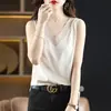 Camiseta, seda de hielo, estilo transfronterizo, tela fluida, ropa interior de verano, cuello en V profundo, sin mangas, escotada, top tipo tank top de malla con retazos para mujer