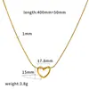Moderna Cadena para Clavícula de Acero Inoxidable con Corazón Hueco, Juego de Joyería de Collar y Pendientes, Chapado en Oro Real de 18K