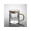 Taza de Separación de Té y Agua con Mango de Nogal Tapa de Madera Taza de Té Nueva Taza de Té Verde China Nueva Oficina Taza de Tres Piezas Set de Té