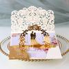 Productos al contado europeos y americanos Tarjeta de felicitación emergente de boda cortada con láser Invitación de vacaciones Invitación de boda Azul profundo