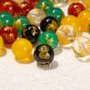 Joyería Jingde Wulu, dios de la riqueza, cuentas sueltas de cristal de ágata dorada, pulsera artesanal, accesorios de joyería, cuentas redondas al por mayor