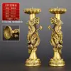 Ornamentos de Castiçal de Latão Duplo Dragão Lótus Atacado, Castiçal de Latão Duplo Dragão Finamente Trabalhado Tartaruga e Garça Decorações para Casa Casamento