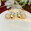 Pendientes de cereza con lazo de circonita compacta de estilo japonés y coreano, exquisitos, de plata S925 para mujer, elegantes, ligeros y de lujo.